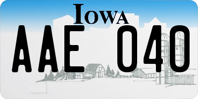 IA license plate AAE040