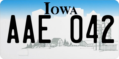 IA license plate AAE042