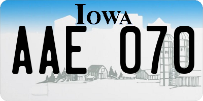 IA license plate AAE070