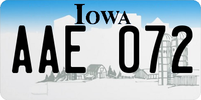 IA license plate AAE072