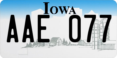 IA license plate AAE077