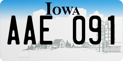 IA license plate AAE091