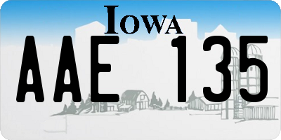 IA license plate AAE135