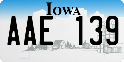 IA license plate AAE139