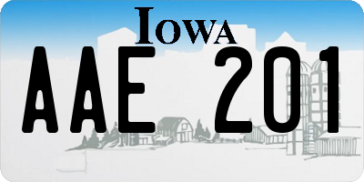 IA license plate AAE201