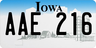 IA license plate AAE216