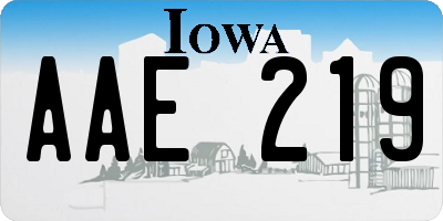 IA license plate AAE219