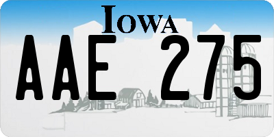 IA license plate AAE275