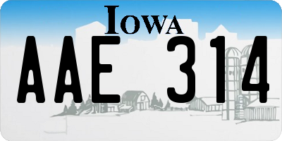 IA license plate AAE314