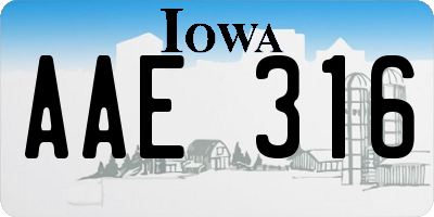 IA license plate AAE316