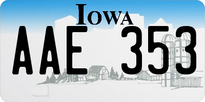 IA license plate AAE353