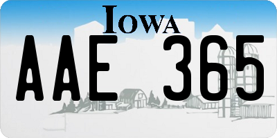 IA license plate AAE365