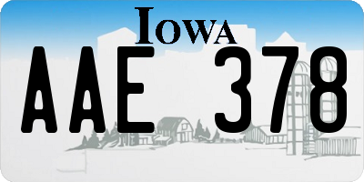 IA license plate AAE378