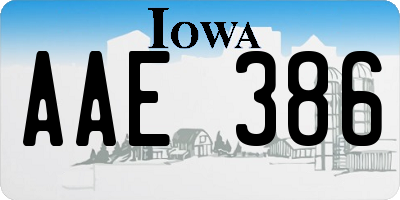 IA license plate AAE386