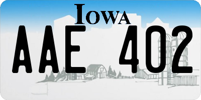 IA license plate AAE402