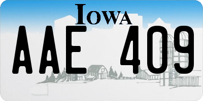 IA license plate AAE409