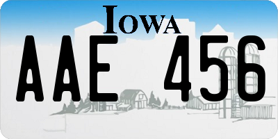 IA license plate AAE456