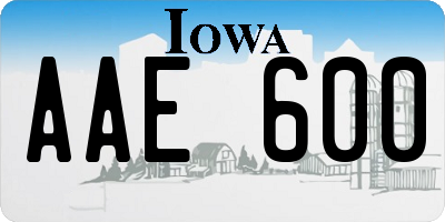 IA license plate AAE600