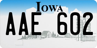 IA license plate AAE602