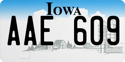 IA license plate AAE609