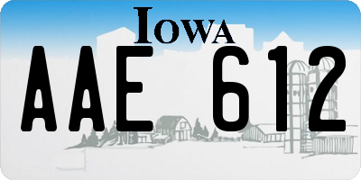 IA license plate AAE612