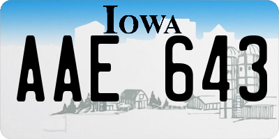 IA license plate AAE643