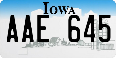 IA license plate AAE645