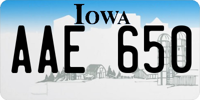 IA license plate AAE650