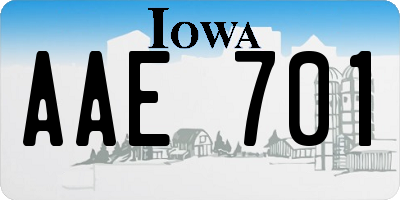 IA license plate AAE701