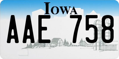 IA license plate AAE758