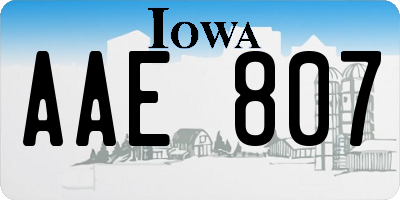 IA license plate AAE807