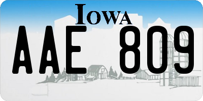 IA license plate AAE809