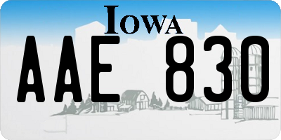 IA license plate AAE830