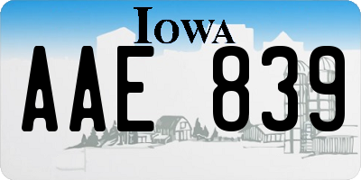 IA license plate AAE839