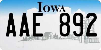 IA license plate AAE892