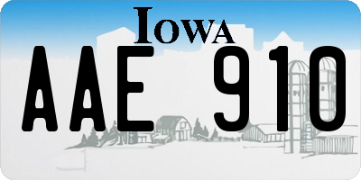 IA license plate AAE910
