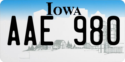 IA license plate AAE980