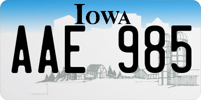 IA license plate AAE985