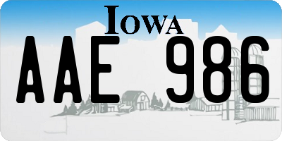 IA license plate AAE986