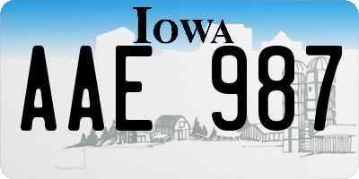 IA license plate AAE987