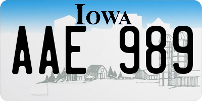 IA license plate AAE989