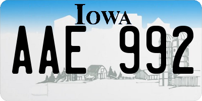 IA license plate AAE992