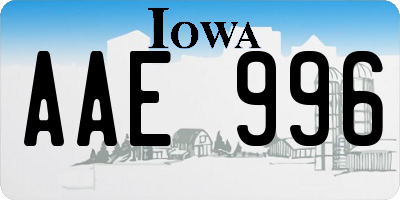 IA license plate AAE996