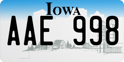 IA license plate AAE998