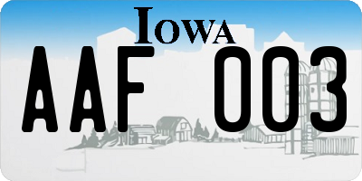 IA license plate AAF003