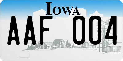 IA license plate AAF004