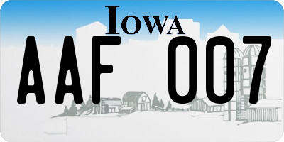 IA license plate AAF007