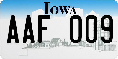 IA license plate AAF009