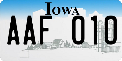 IA license plate AAF010