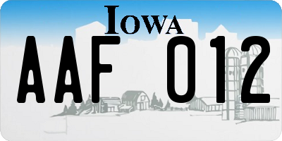 IA license plate AAF012